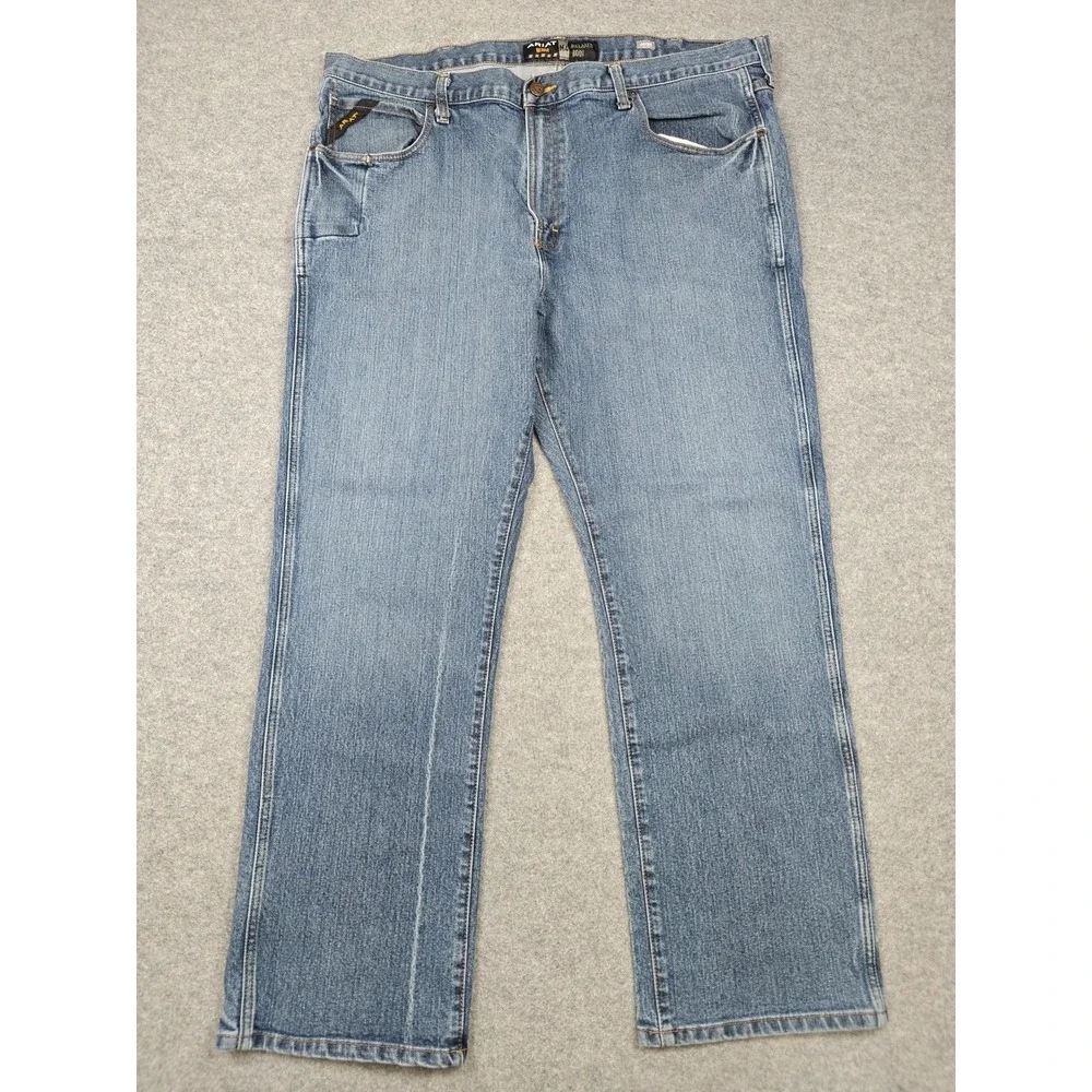 Ariat Rebar M4 Jeans Mens 44x32 Blue Med Wash Relaxed Bootcut Stretch Denim